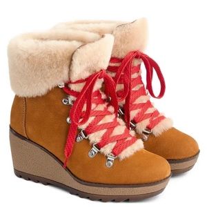 J. Crew Nordic Suede Winter Wedge Boot Size 7